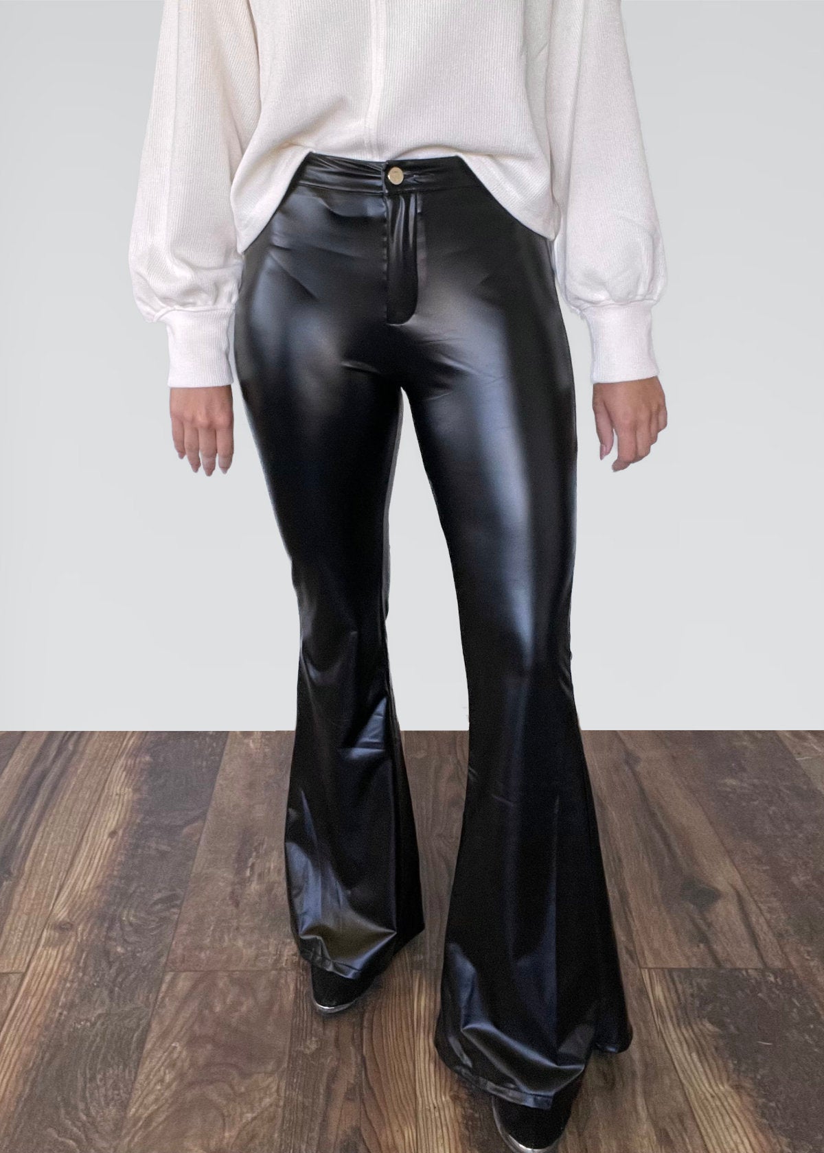 Leather Bell Bottom Pants